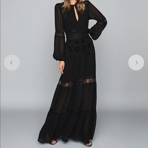 REISS Francesca Lace Cut Out Maxi Dress, Size 4